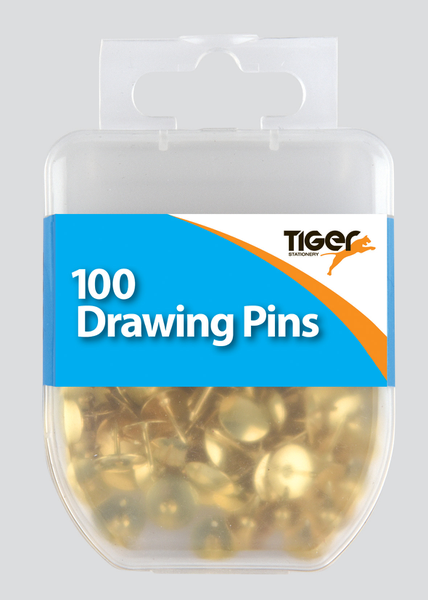 Essential 100 Drawing Pins Brass