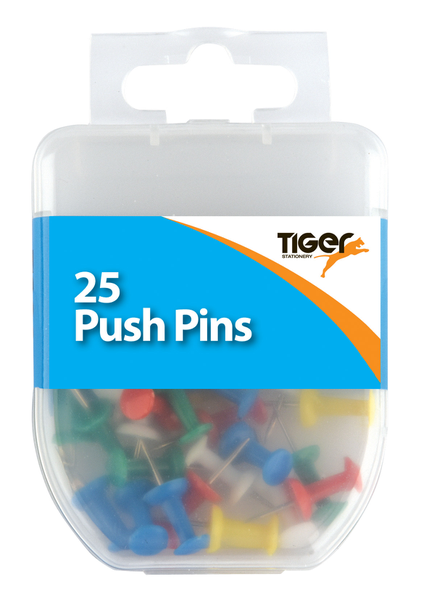 Essential 25 Push Pins Coloured