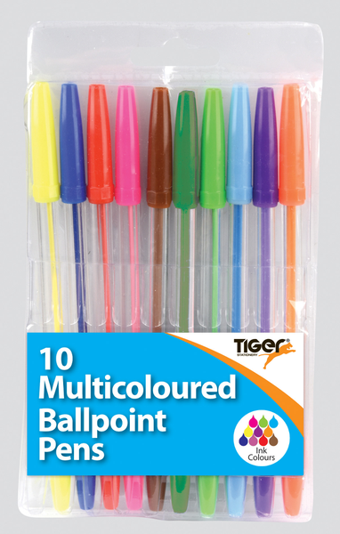 Pack of 10 multicoloured ballpens
