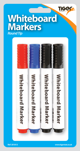 Large Whiteboard Markers Blister Pack 4