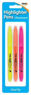 3 Highlighter Pens Blister Pack