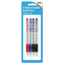 Retractable Ball Point Pens Pk 4