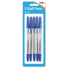 Blue Ball Point Pens Pk 5