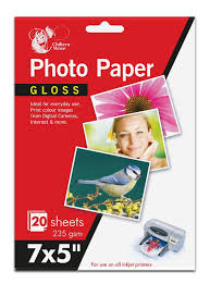 7 X 5 GLOSS  PHOTO PAPER 20 SHEETS