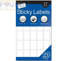 WHITE STICKY LABELS  19MM X 12MM 17 SHEETS