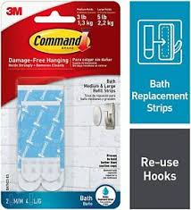 3M Command Bath Bathroom Kitchen Large Refill Water Resistant Strips Pack