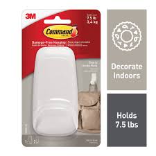 3M Command Quartz Jumbo Hook Holds Up To 3.4kg - White - Includes 2 Large Strips
