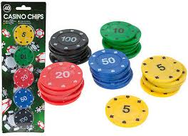 40 Marked Casino Chips Poker Tokens Yellow Green Red Blue Black 5 10 20 50 100