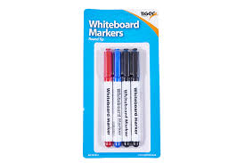 Tiger Stationery Slim Dry Whiteboard Round Tip Marker Pens 4 Pack