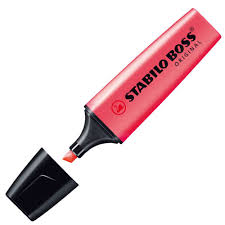 Stabilo BOSS highlighter chisel tip red ink colour