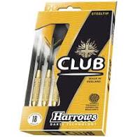 Harrows Club Brass Steel Tip Darts. Includes: Nylon Shafts, 100 Micron Marathon Flights, Hard Case. 