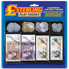 Pretend Toy Play Money - Childrens Realistic Plastic Coins & Paper Notes