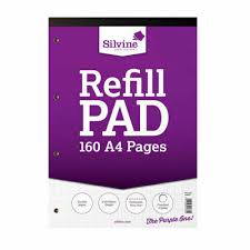 Silvine 160 Page A4 Refill Pad, Head Bound And Punched 4 Holes. Ruled 2-10-20mm