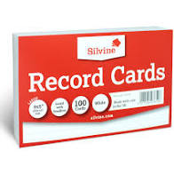 Silvine 8x5" White Record Cards - Lined with Headline