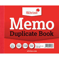 Silvine Duplicate Memo Book 603 Ruled and Perforated Feint 100 Sheets