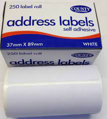 250 Self Adhesive White address Labels Postage Label Roll Sticky Stick County