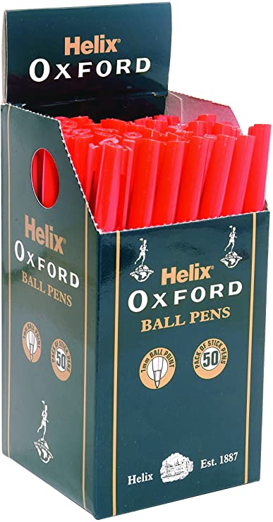 Helix Oxford Ball Point Stick Pen Red PB1027.