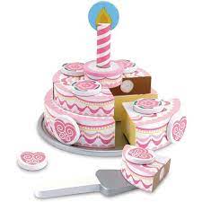 Melissa & Doug Wooden Triple-Layer Party Cake | Pretend Play | Play Food