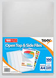 100 Open Top & Side Clear A4 Files
