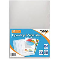 Open Top And Side Clear A4 Files 10PK