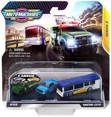 Utility Truck, Warlander & Bus Series 2 Micro City Vehicle 3-Pack #06 Gold 