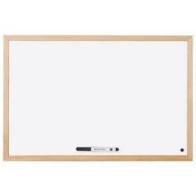 Ashley Housewares Dry Erase Wipe Memo Board with Wood Frame, White - 600x400mm