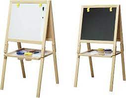 Double Sided Wooden Easel, Multicoloured Kids Artist Play Drawing Whiteboard Fun