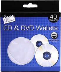 Pack of 40 CD & DVD Paper Envelope Sleeves Wallets Clear Plastic Window & Flap