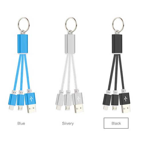 3-In-1 Charging Cable With Keychain iPhone and Micro USB