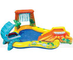 Dinosaur Kids Splash Paddling Pool, Activity Play Centre with Mini Slide