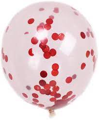 12 Inch Clear Latex Balloons with red Confetti 10pk