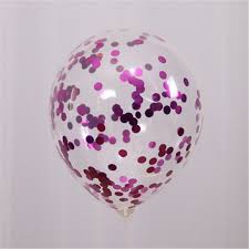 12 Inch Clear Latex Balloons with pink Confetti 10pk