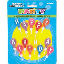 Happy Birthday Round Letter Candles in Holders