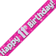 Happy 11th Birthday Girl Foil BANNER