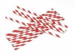50 Red & White Stripe Premium Biodegradable Paper Straws