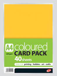 A4 Coloured  Card 220gsm 40 Sheets