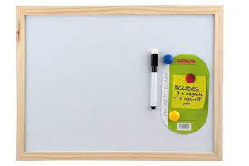 Memo board 40x30cm Pen 2 Magnets Wood White