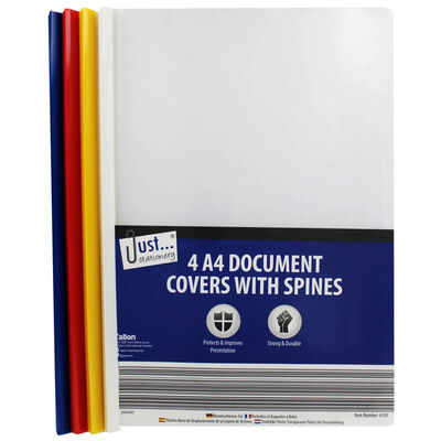 A4 Clear Document Covers And Spines  Pack Of 4