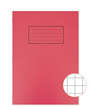 Silvine A4 Exercise Book - Red. Ruled 10mm Squares, 80 Pages