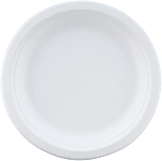Essential 22cm Round Disposable Plastic Party Plates, White - Pack of 15