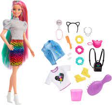 ​Barbie Leopard Rainbow Hair Doll (Blonde) with Color-change Hair Feature