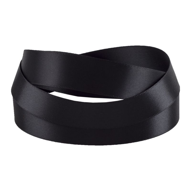 BLACK SATIN RIBBON DOUBLE SIDED 15MM 5MTR POLY