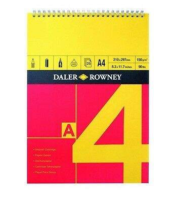 Daler-Rowney Red and Yellow A4 Spiral Pad 150gsm 25 White Sheets