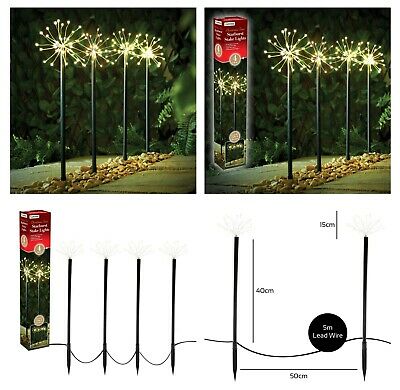 4PCS 160 LED Electric Firework Lights Garden Path Lamp Starburst Stake Outdoor