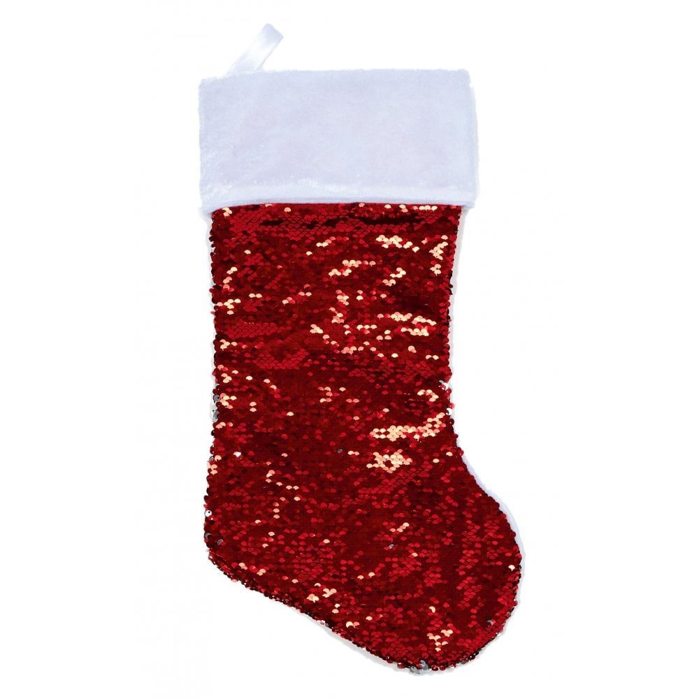 Red sequence Plastic Christmas Tree Stocking