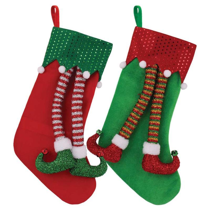 Christmas Elves Legs Design Stocking