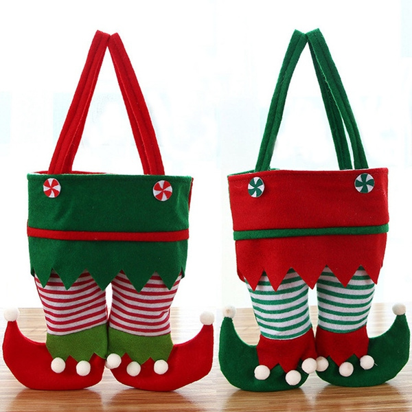 Christmas Elf Spirit Pants Handbags Storage Treat Pocket Candy Bottle Gifts Bags