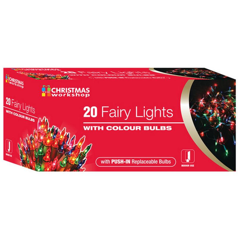 20 fairy lights with colour bulbs
