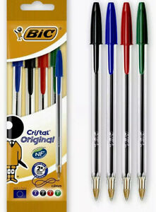 BIC Cristal Original Ballpoint Pens Pack of 4Green Blue Red Black 1mm